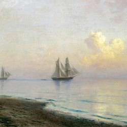 Seascape with sailing ships